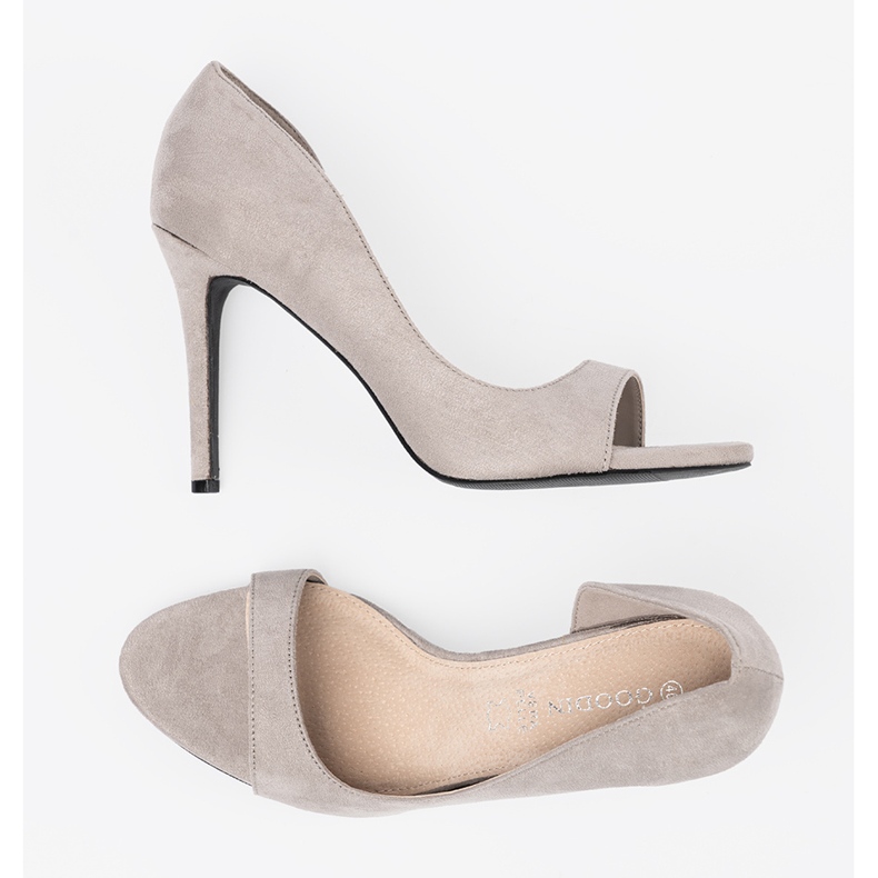Goodin Gray suede pumps with bare fingers grey 2