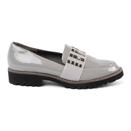 Goodin Gray varnished loafers with silver studs grey 1