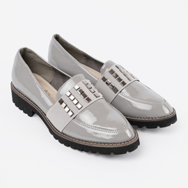Goodin Gray varnished loafers with silver studs grey 2