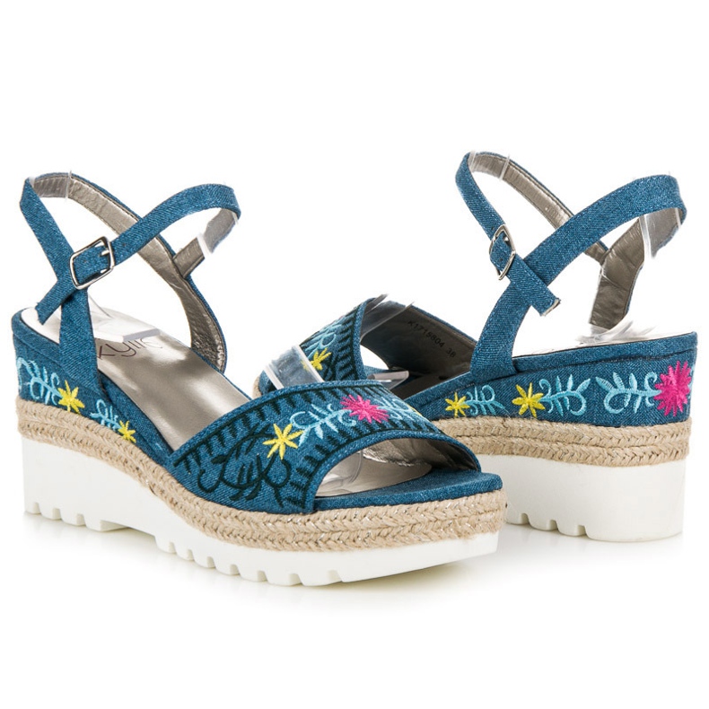 Kylie Embroidered espadrilles sandals blue 1 Kylie Embroidered espadrilles sandals blue 1