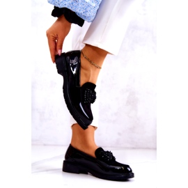 S.Barski Women's varnished Lafefer Moccasins Black 3