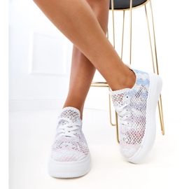 Multicolored openwork sneakers on the platform white 4