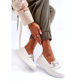 S.Barski Lightweight leather women's loafers on the Białe S. Barski LR590 platform white 4