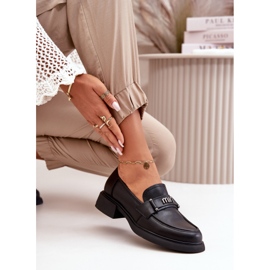 Women's natural leather loafers black Vinceza 91114 with an ornament 4