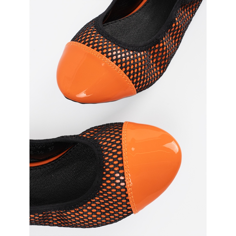 Orange ballerinas with black mesh 1 Orange ballerinas with black mesh 1