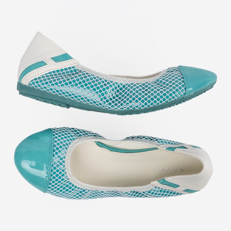 Blue ballerinas with a white strainer 1 Blue ballerinas with a white strainer 1