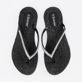 Seastar Black flip -flops with zircons 1