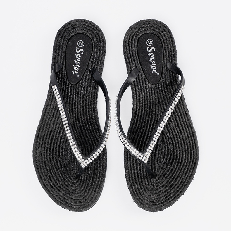 Seastar Black flip -flops with zircons 1