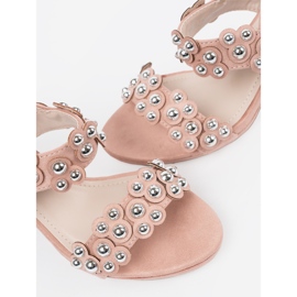 Shelvt Pink high heels with studs 1