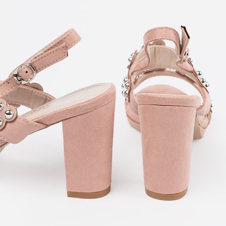 Shelvt Pink high heels with studs 2