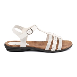 Goodin White women's sandals with decorated stripes 1
