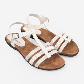Goodin White women's sandals with decorated stripes 2