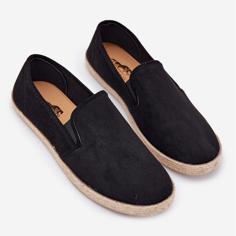Espadrilles men's sneakers with eco suede black 1