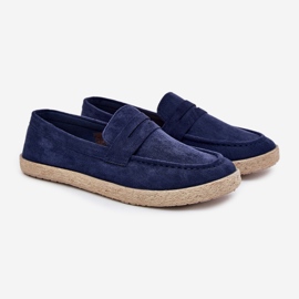 Men's loafers with braid navy blue 1