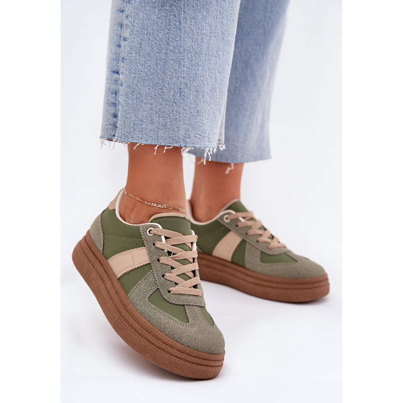 Women's Platform Sneakers, Green 2 Women's Platform Sneakers, Green 2