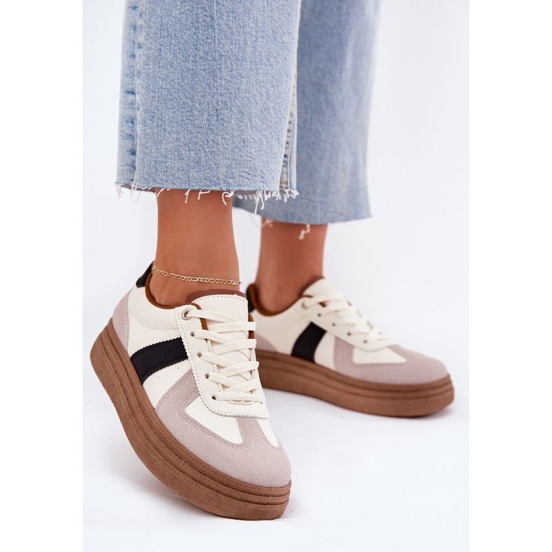 Women's Platform Sneakers, Beige 2