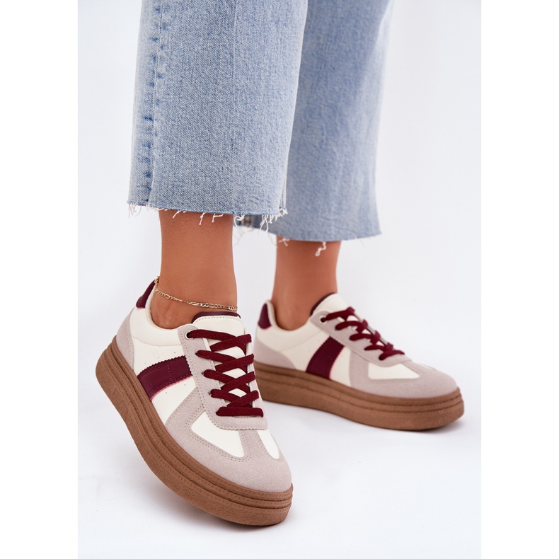 Women's sneakers on burgundy platform red 2