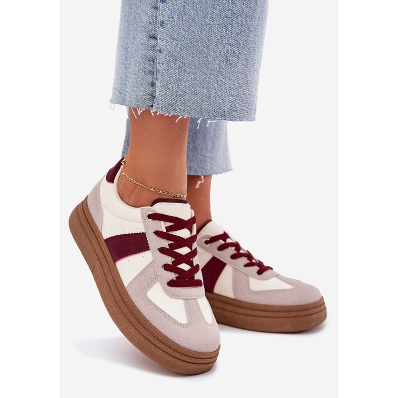 Women's sneakers on burgundy platform red 1