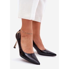 Painted high heels with a golden clamp black 1