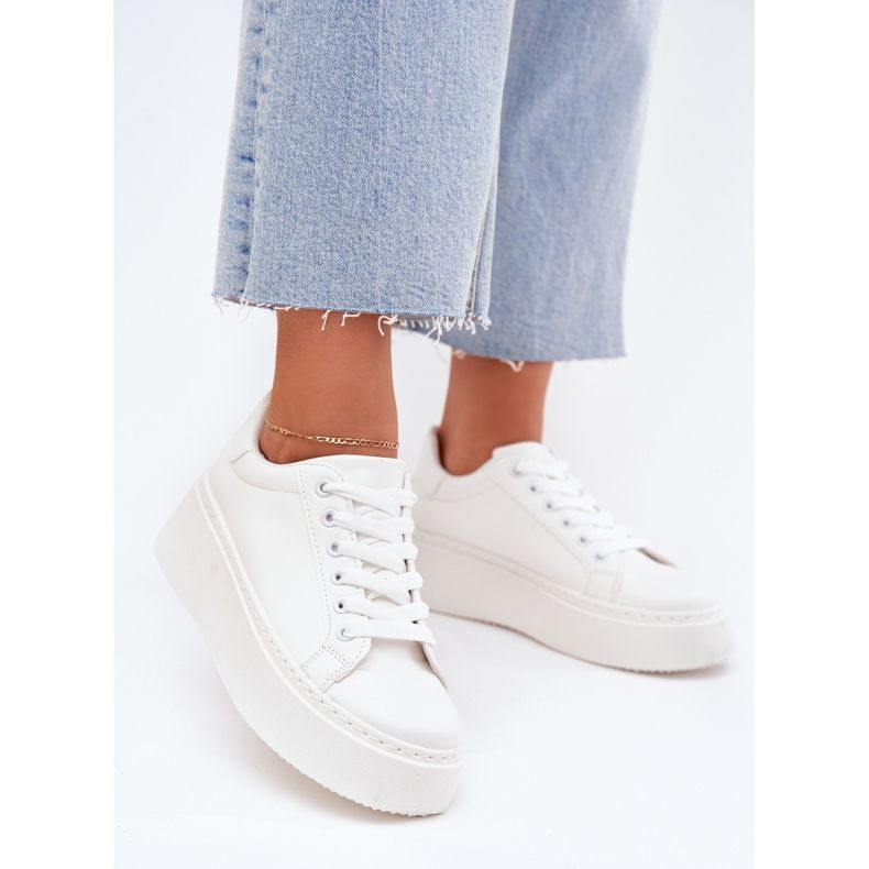 Women's Platform Sneakers, White 2 Women's Platform Sneakers, White 2