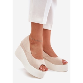 Women's sandals on wedge and light beige platform 1 Women's sandals on wedge and light beige platform 1