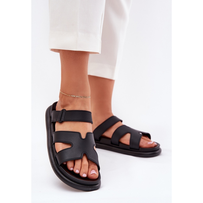 Women's rubber slippers with a black belt 2 Women's rubber slippers with a black belt 2