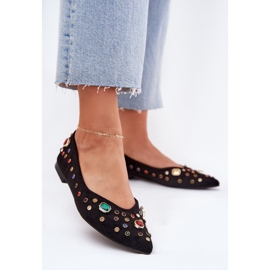 Women's ballerinas decorated with black crystals 2 Women's ballerinas decorated with black crystals 2