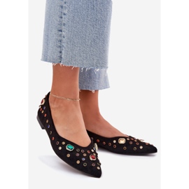 Women's ballerinas decorated with black crystals 1 Women's ballerinas decorated with black crystals 1