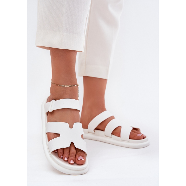Women's rubber slippers with a white belt 2