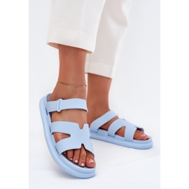 Women's rubber flip flops with a blue belt 2