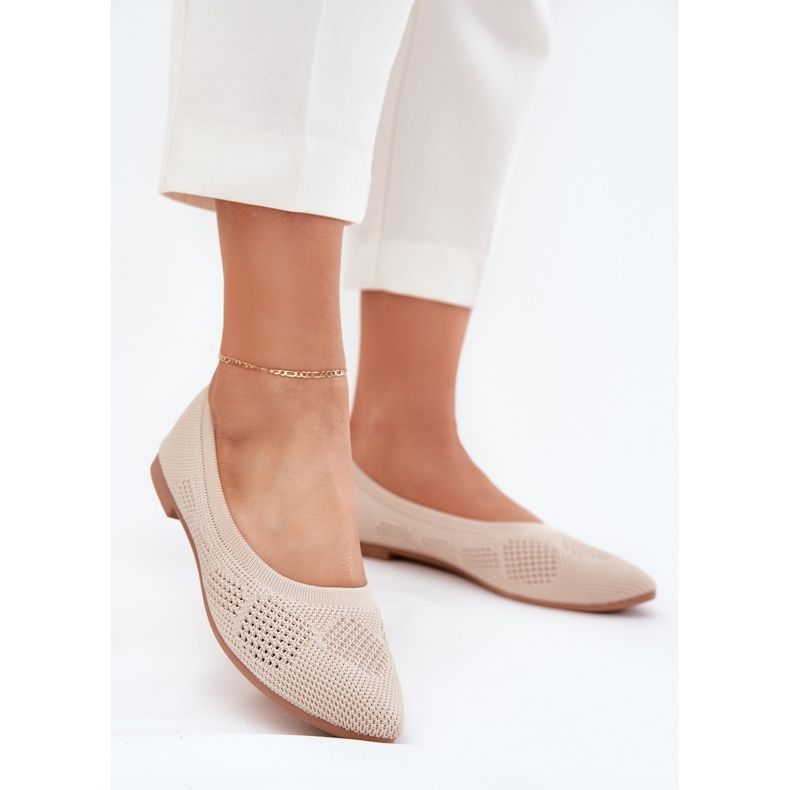 Women's material ballerinas beige 2