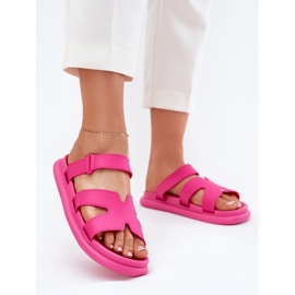 Women's rubber flip flops with fuchsia belt pink 2 Women's rubber flip flops with fuchsia belt pink 2