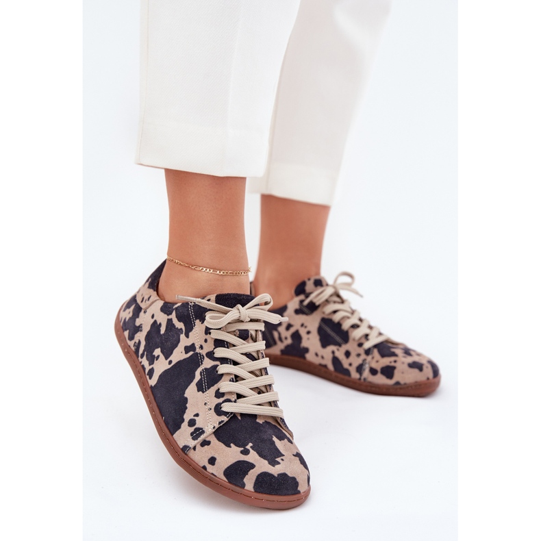 Women's suede sneakers in Zazoo N1120 brown-beige 2 Women's suede sneakers in Zazoo N1120 brown-beige 2