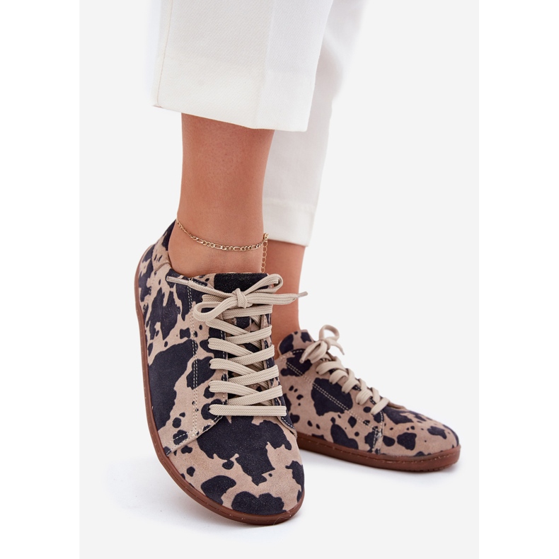 Women's suede sneakers in Zazoo N1120 brown-beige 1 Women's suede sneakers in Zazoo N1120 brown-beige 1