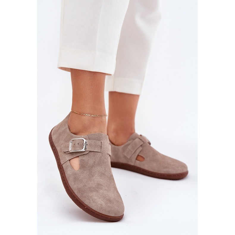 Women's suede shoes with a Zazoo n1261 beige buckle 2
