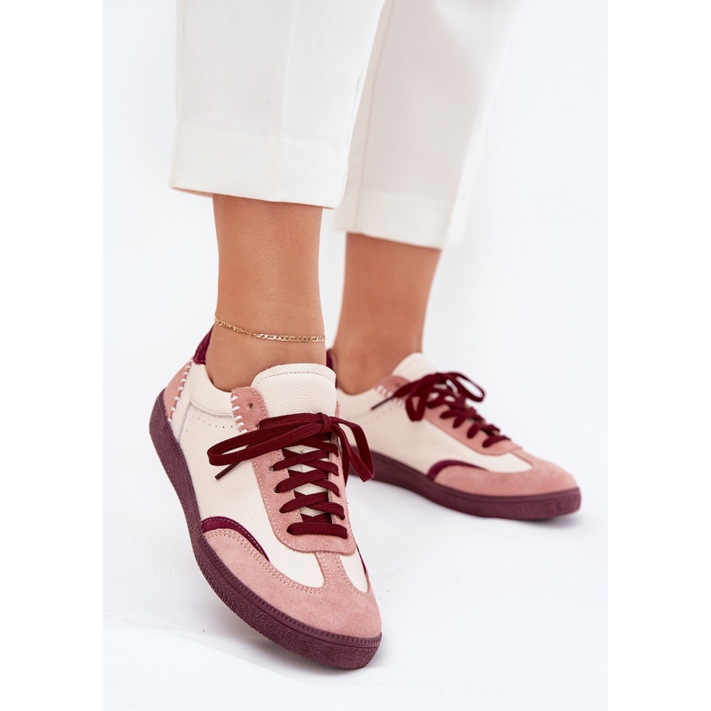 Women's leather sneakers zazoo n1202 pink 2