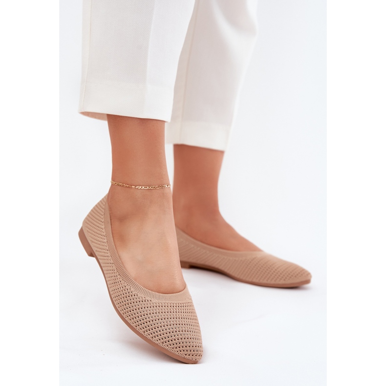 Dark -colored women's material ballerinas beige 2 Dark -colored women's material ballerinas beige 2