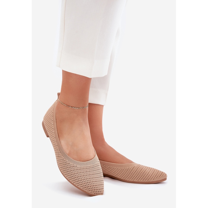 Dark -colored women's material ballerinas beige 1 Dark -colored women's material ballerinas beige 1