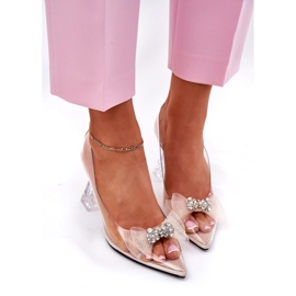 Transparent women's pumps with a Vinceza 62213 beige bow 1 Transparent women's pumps with a Vinceza 62213 beige bow 1