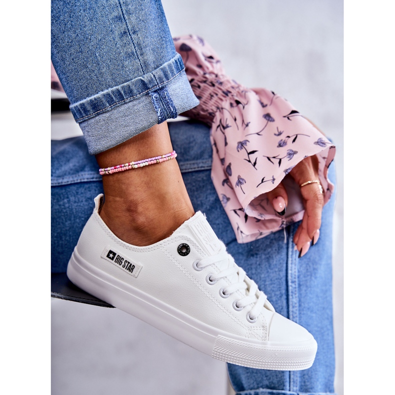 Women's Low Leather Sneakers Big Star KK274010 White 5 Women's Low Leather Sneakers Big Star KK274010 White 5