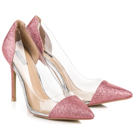 Vices Transparent heels with glitter pink 1