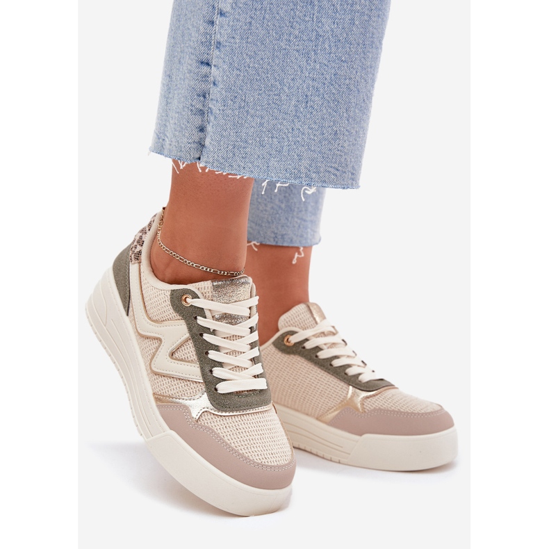 Women's sneakers on the platform leopard beige 1