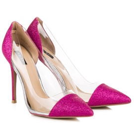 Vices Transparent heels with glitter pink 1