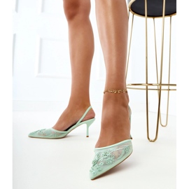 Green mesh pumps with beads 1 Green mesh pumps with beads 1