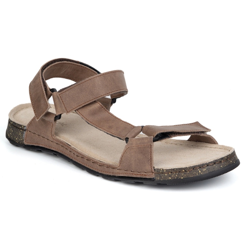 Olivier Men's leather sandals Wasak 0243w khaki beige 1