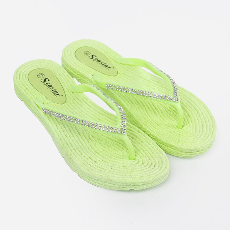 Seastar Green flip -flops with zircons 1