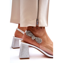 S. BARSKI Elegant women's pumps in Mr91292-1 Silver with zircons 5