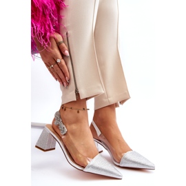 S. BARSKI Elegant women's pumps in Mr91292-1 Silver with zircons 6