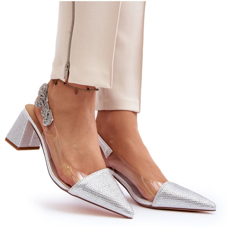 S. BARSKI Elegant women's pumps in Mr91292-1 Silver with zircons 7