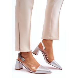 S. BARSKI Elegant women's pumps in Mr91292-1 Silver with zircons 4